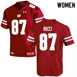 Women's Wisconsin Badgers NCAA #87 Hayden Rucci Red Authentic Under Armour Stitched College Football Jersey YR31J42BP